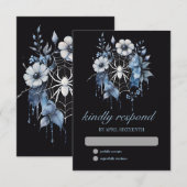 Cartons Réponse Gothique Dusty Blue Floral Spider Web Handfasting (Devant / Derrière)
