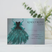 Cartons Réponse Gothique Fairy Turquoise Gown | Fleur verte profon (Debout devant)