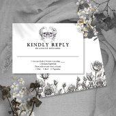 Cartons Réponse Gothique Floral Skuls Mariage
