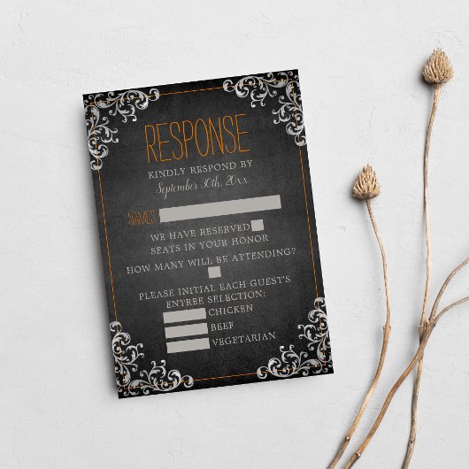 Cartons Réponse Gothique Flourish Halloween Orange Mariage