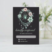 Cartons Réponse Gothique Green Mint Floral Spider Web Handfasting (Debout devant)
