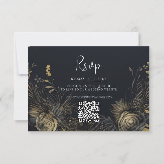 Cartons Réponse Gothique Halloween QR Code Mariage (Devant)