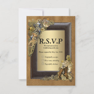 Cartons Réponse Gothique - Mariage Steampunk sur daim