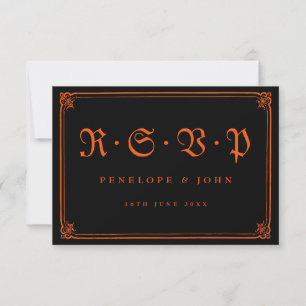 Cartons Réponse Gothique Orange Noir Typographie Halloween Mariage