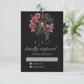 Cartons Réponse Gothique Rouge & Or Floral Spider Web Handfasting (Debout devant)