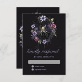 Cartons Réponse Gothique Violet Floral Spider Web Handfasting (Devant / Derrière)