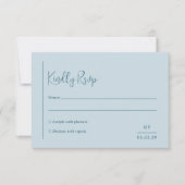 Cartons Réponse Grace Muet bleu Mariage moderne (Devant)