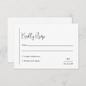 Cartons Réponse Grace noir et blanc Mariage moderne (Devant / Derrière)