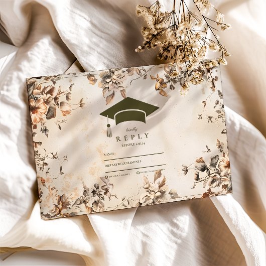 Cartons Réponse Graduation Rustique Vintage Fleur sauvage Bloom