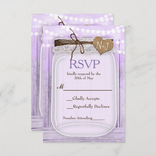 Cartons Réponse Grand Mason jarre et lumières Lavande violette RSV (Devant / Derrière)