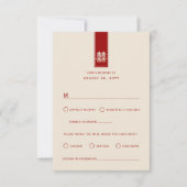 Cartons Réponse Grand rectangle or Double Bonheur Mariage asiatiqu (Devant)