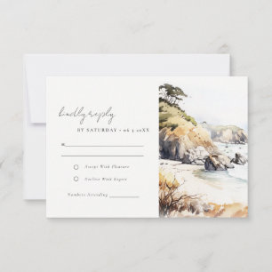 Cartons Réponse Grand Sur, Paysage de Californie Aquarelle Mariage