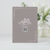 Cartons Réponse Grange rustique Améthyste Gris QR Code Mariage RSV (Debout devant)