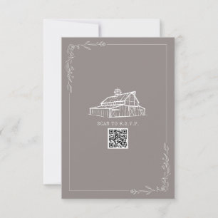 Cartons Réponse Grange rustique Améthyste Gris QR Code Mariage RSV