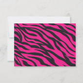 Cartons Réponse Gras Hot rose noir Zebra Stripes Mariage Invite (Dos)