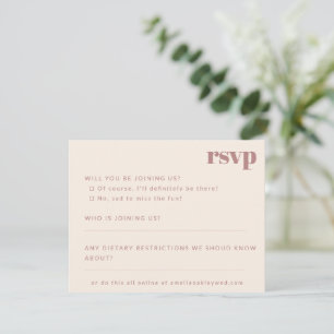 Cartons Réponse Gras minimaliste Dusty Rose Retro Mariage personna