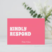 Cartons Réponse Gras moderne Retro Funky Mariage rose vif (Debout devant)