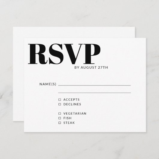 Cartons Réponse Gras Moderne Simple Noir Blanc QR Code choix de re (Devant / Derrière)