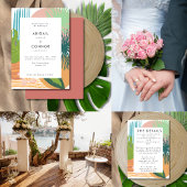 Cartons Réponse Gras Tropical Abstrait Coral Mariage Turquoise