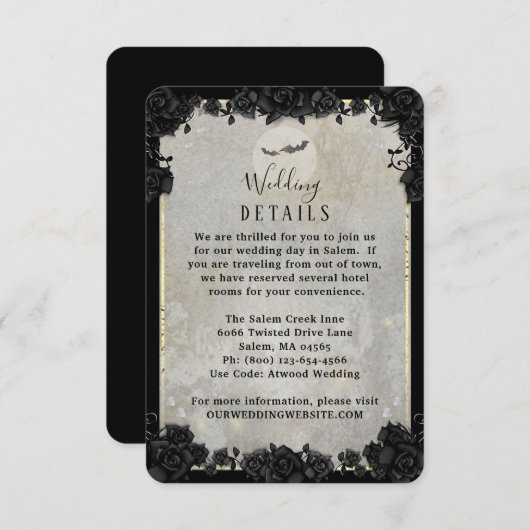 Cartons Réponse Gray Bats Gothique Halloween Matching Wed Détails (Devant / Derrière)