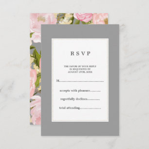 Cartons Réponse Gray   Blush Pink Peonies Mariage