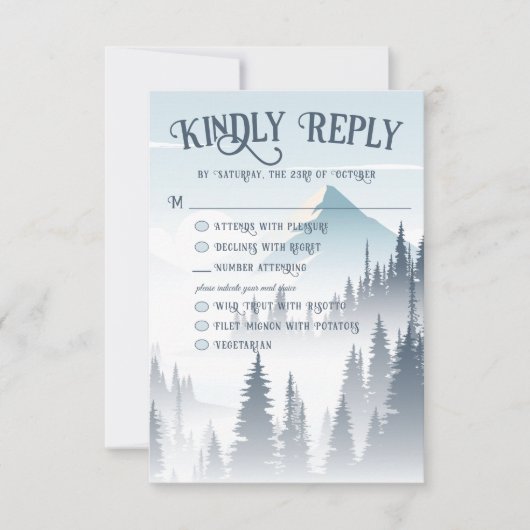 Cartons Réponse Gray Mountain Fog Forest Wilderness Mariage d'hive (Devant)