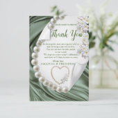 Cartons Réponse Green, Blue, Gold Ivory Silk & PearlsCarte de Merc (Debout devant)