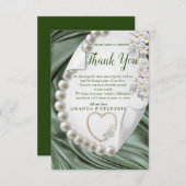 Cartons Réponse Green, Blue, Gold Ivory Silk & PearlsCarte de Merc (Devant / Derrière)