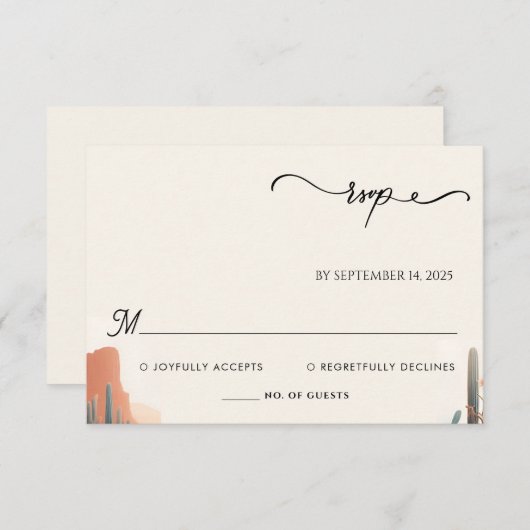 Cartons Réponse Green Boho Leaf Desert Cactus Succulent Mariage (Devant / Derrière)