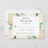 Cartons Réponse Green Cream Gold Floral Mariage (Devant)