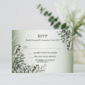 Cartons Réponse Green Leaves Black Olive Elegant Wedding Party (Debout devant)