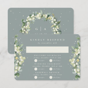 Cartons Réponse Green Snowberry+Eucalyptus Mariage Multi-événement