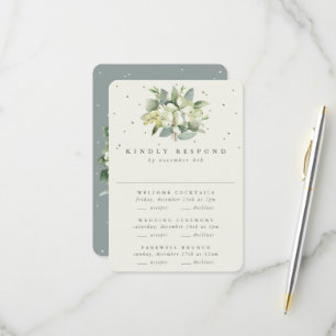Cartons Réponse Green Snowberry+Eucalyptus Mariage Multi-événement