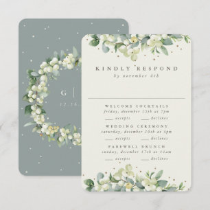 Cartons Réponse Green Snowberry+Eucalyptus Mariage Multi-événement