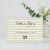 Cartons Réponse Green Striped Old Money Wedding QR code (Debout devant)