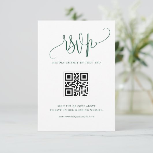 Cartons Réponse Green We Do Modern Calligraphy Mariage QR Code (Debout devant)