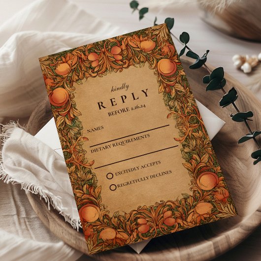 Cartons Réponse Grenade vintage Art nouveau Mariage