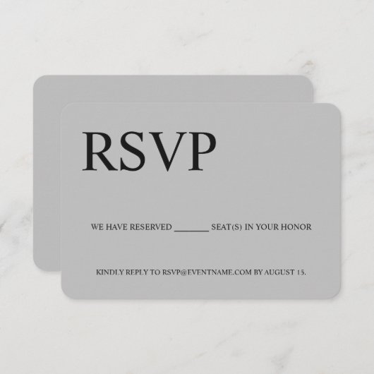 Cartons Réponse Grey Simple Business event Logo Sièges réservés (Devant / Derrière)