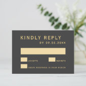 Cartons Réponse Gris & Or Rustique Gold Frame Ampersand Mariage (Debout devant)