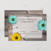 Cartons Réponse Grotte rustique avec marguerite jaune et Turquoise (Devant / Derrière)