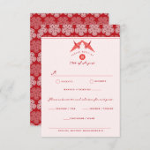 Cartons Réponse Grues en papier Origami Fleurs Sakura Mariage asia (Devant / Derrière)