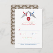 Cartons Réponse Grues en papier rouge et bleu Double Xi Mariage ch (Devant / Derrière)