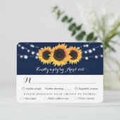 Cartons Réponse Guirlande de tournesols bleu marine Choix de repas (Debout devant)