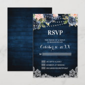 Cartons Réponse Guirlande lumineuse rustique fleurs blush bleu mar (Devant / Derrière)