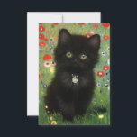 Cartons Réponse Gustav Klimt Kitten<br><div class="desc">Carte avec un chaton Gustav Klimt ! Ce chaton noir porte un collier d'argent et s'assoit dans un champ de fleurs rouges, bleues, blanches et jaunes. Un cadeau merveilleux pour les amateurs d'art amoureux des chats et autrichiens !</div>