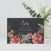 Cartons Réponse Halloween gothique Floral QR Code Mariage (Debout devant)