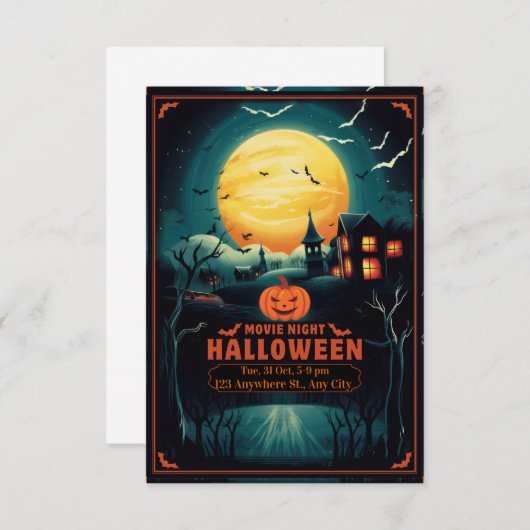 Cartons Réponse Halloween Movie Night Poster (Devant / Derrière)