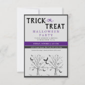 Cartons Réponse Halloween Trick Ou Traiter L'Invitation Scary Cat  (Devant)