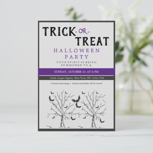 Cartons Réponse Halloween Trick Ou Traiter L'Invitation Scary Cat  (Debout devant)