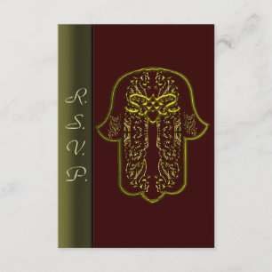 Cartons Réponse Hamsa Hand feat : Coeur (Mariage) (Or)